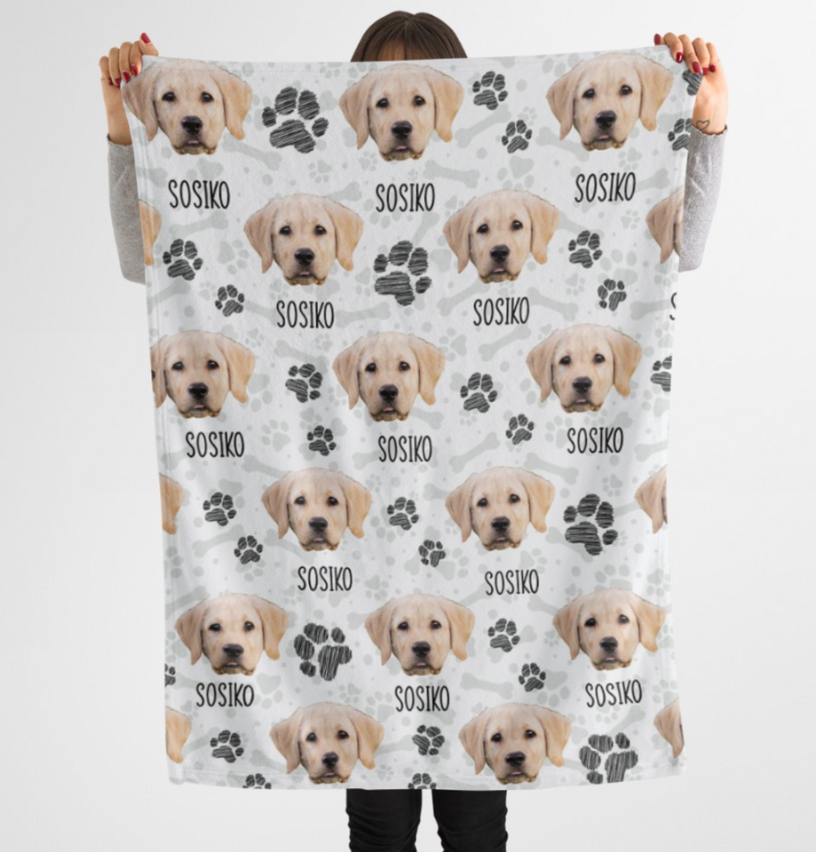Upload Dog Photo on Blanket, Gift for Dog Lovers Personalized Blanket