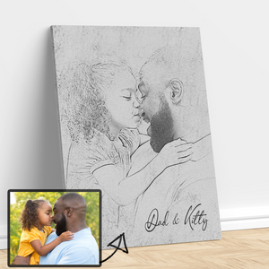 Personalized Pencil Photo Canvas , Father's Day Gift Personalized Portrait, Pencil Portrait From Photo Canvas