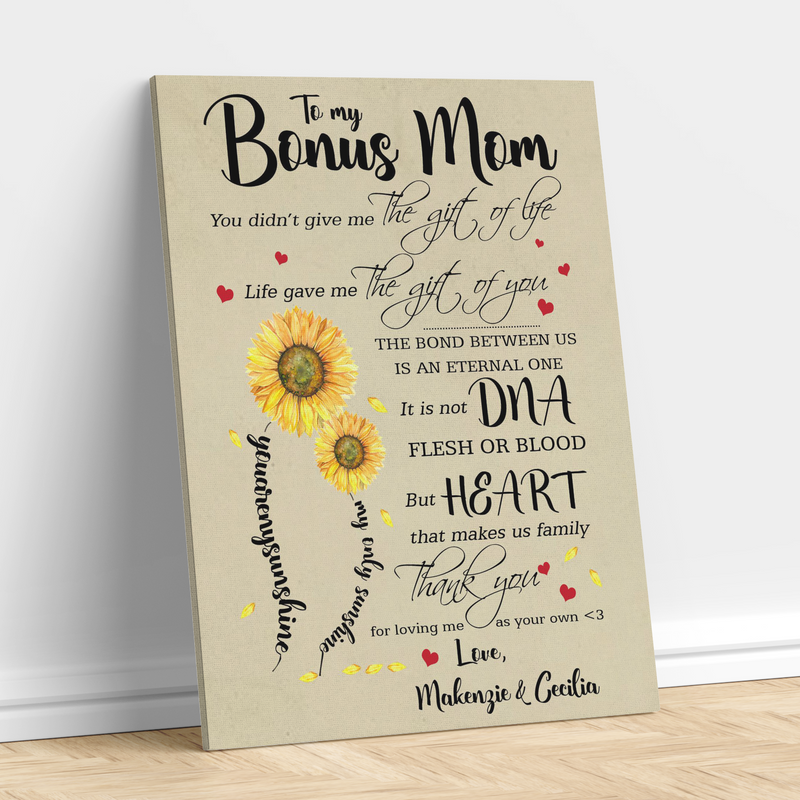 Canvas for Bonus Mom Step Mom Gift Bonus Mom Wall Art, Present