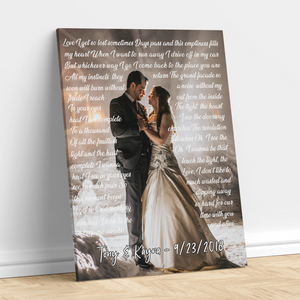 Personalized Photo & Song Lyrics Canvas Wall Art,  Couple Canvas, Anniversary Gift Canvas