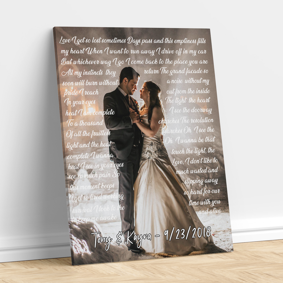 Personalized Photo & Song Lyrics Canvas Wall Art,  Couple Canvas, Anniversary Gift Canvas