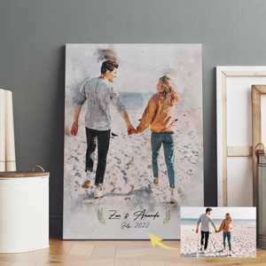 Custom Watercolor Portrait, Custom Family Portrait, Water Color Style Portrait from ANY photo, Gift for wife, Gift Anniversary birthday