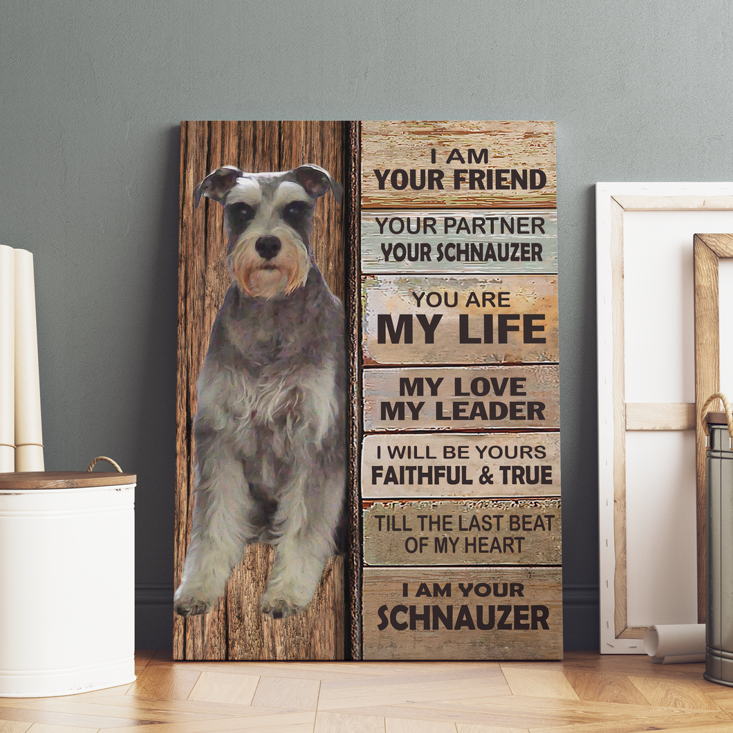 Schnauzer Dog Premium Wall Art Canvas, Dog Mom Dog Dad Gift, Pet Owner Gifts, Custom Dog Portrait Canvas