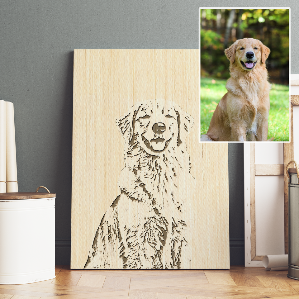 Custom Wood Effect Pet Portrait, Portrait Pet From Photo, Personalized Pet Gift