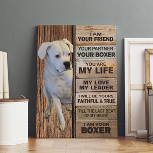 Personalized Photo Boxer Dog Premium Wall Art Canvas, Dog Mom Gift, Dog Dad Gift, Pet Owner Gifts, Custom Dog Portrait Canvas