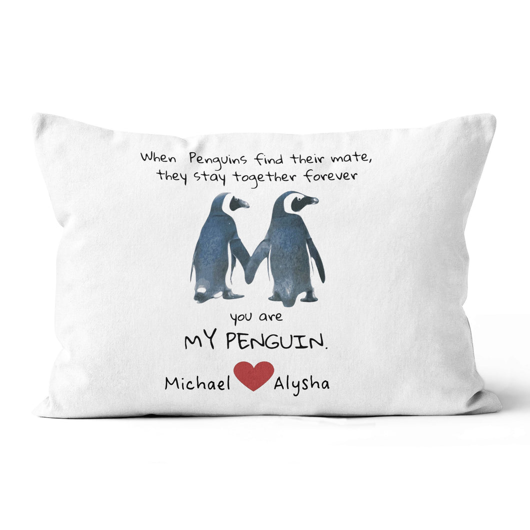 Penguin Valentine Gift for Her or Him, Best Valentine Gift for Girlfriend, Valentine Gift for Wife, Valentine Gift For Her, Valentine Gift Canvas Throw Pillow