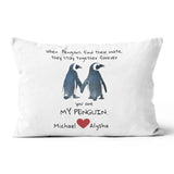Penguin Valentine Gift for Her or Him, Best Valentine Gift for Girlfriend, Valentine Gift for Wife, Valentine Gift For Her, Valentine Gift Canvas Throw Pillow