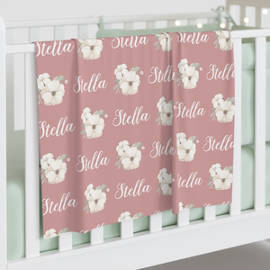 Personalized Name Baby Blanket, Name Baby Blanket, Personalized Cotton Floral Blanket