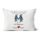 Penguin Valentine Gift for Her or Him, Best Valentine Gift for Girlfriend, Valentine Gift for Wife, Valentine Gift For Her, Valentine Gift Linen Throw Pillow