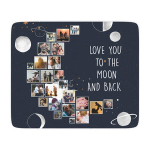 Love You To The Moon And Back Custom Photo Collage Blanket, 24 Pictures Blanket, Personalized Photo Blanket, Familiy Blanket Gift