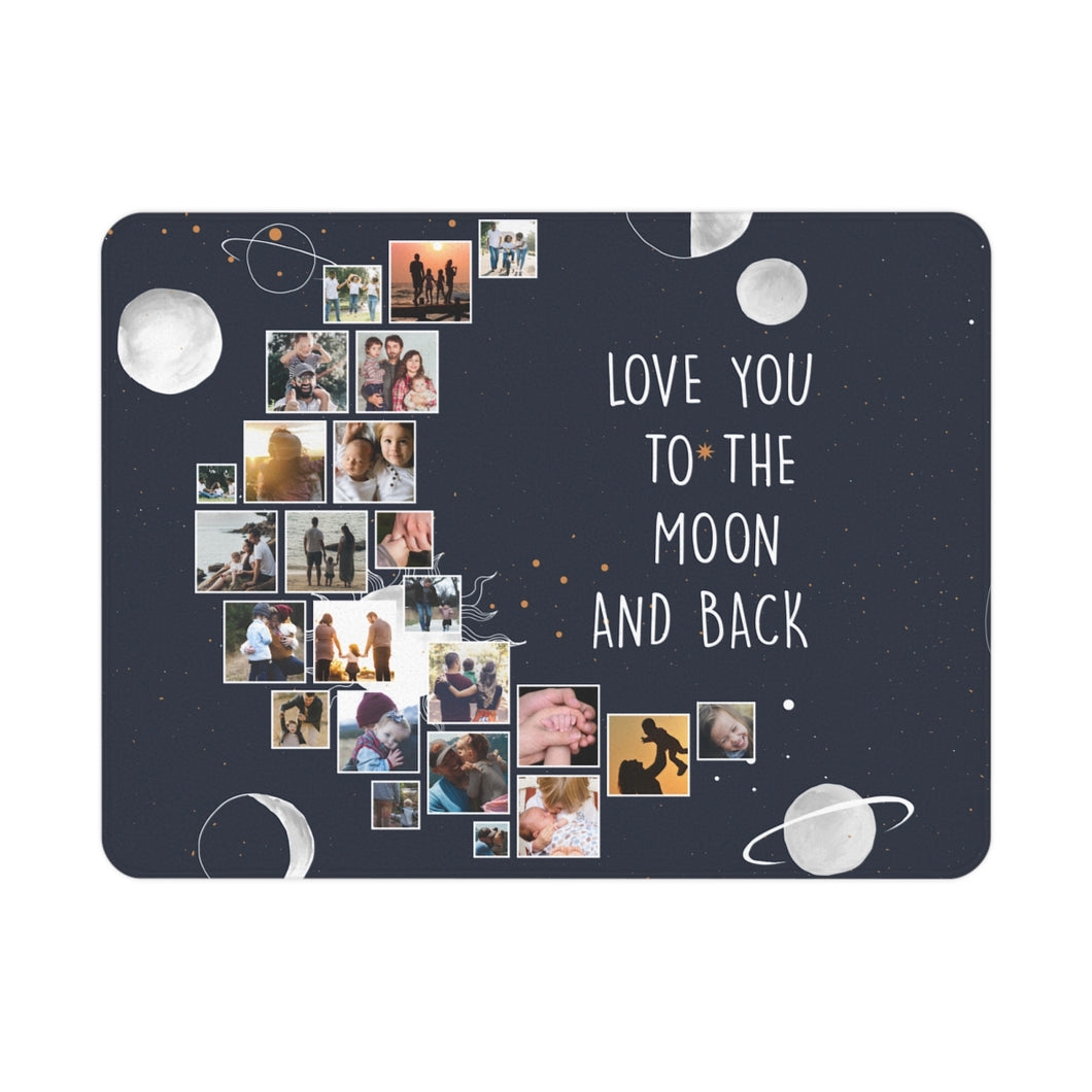 Love You To The Moon And Back Custom Photo Collage Blanket, 24 Pictures Blanket, Personalized Photo Blanket, Familiy Blanket Gift