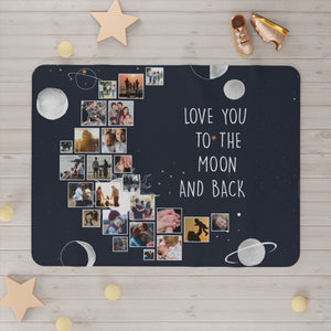Love You To The Moon And Back Custom Photo Collage Blanket, 24 Pictures Blanket, Personalized Photo Blanket, Familiy Blanket Gift