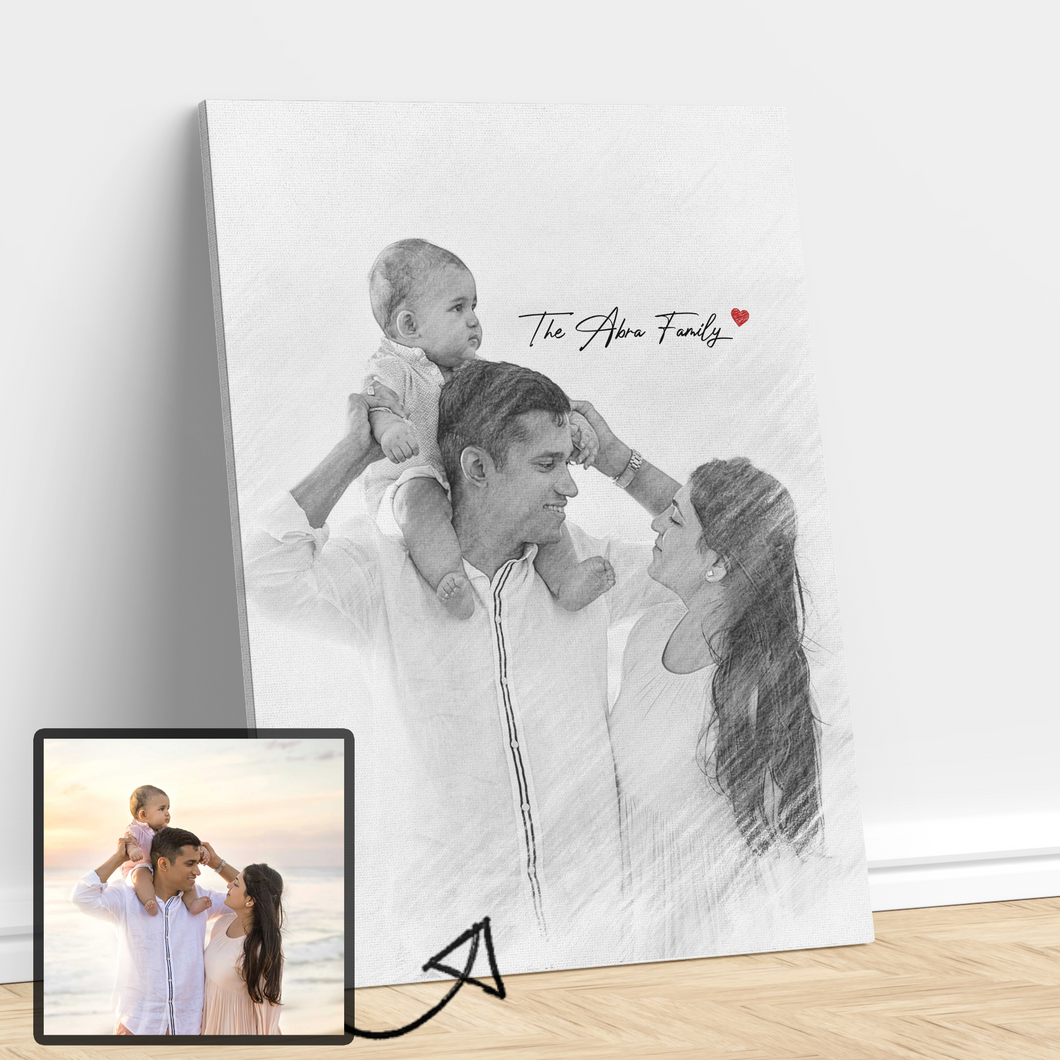 Personalized Pencil Photo Canvas , Father's Day Gift Personalized Portrait, Pencil Portrait From Photo Canvas