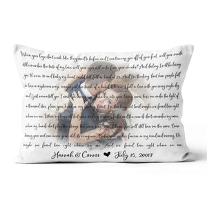 Custom Faded Wedding Photo with Song Lyrics Pillow,Wedding Gift, Anniversary Gift for Her, Anniversary Gift Canvas Throw Pillow