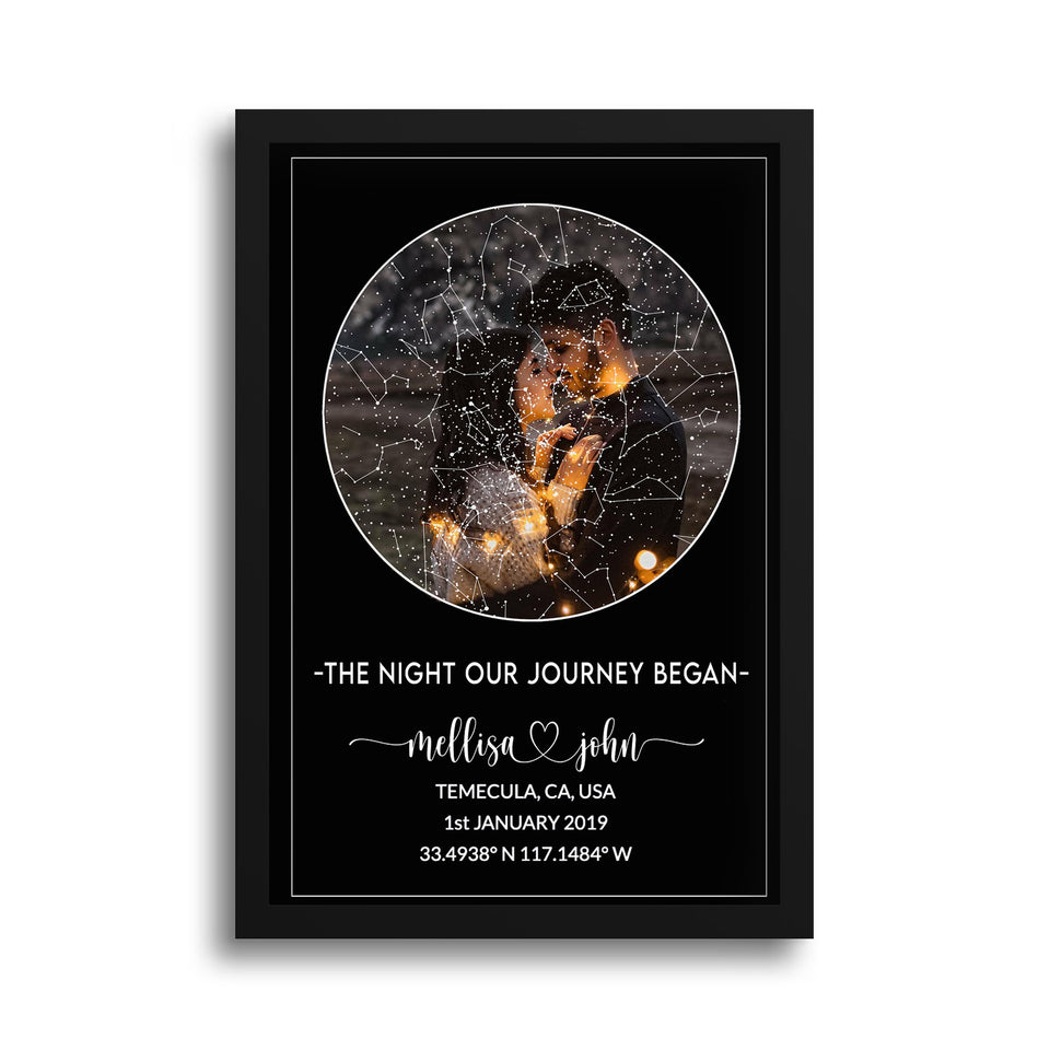 Personalized Star Map Framed Art Print, Gift for Boyfriend & Girlfriend, Night sky Print Canvas, Gift for Couple, Anniversary Gift, Custom Photo Framed Art Print