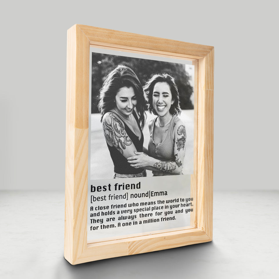 Custom Best Friend Gift BFF Personalized Best Friends Photo Floating Wooden Frame
