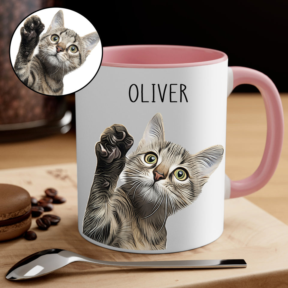 Custom Cat Coffee Accent Mug Personalized Cat Mom Accent Mug with Photo & Name Custom Pet Accent Mug Gift for Pet Lovers