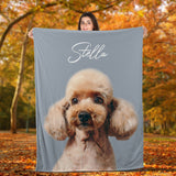 Custom Dog Portrait Personalized Blanket, Dog Lovers Gift, Pet Portrait Blanket, Pet Loss Gift, Dog Loss Gift