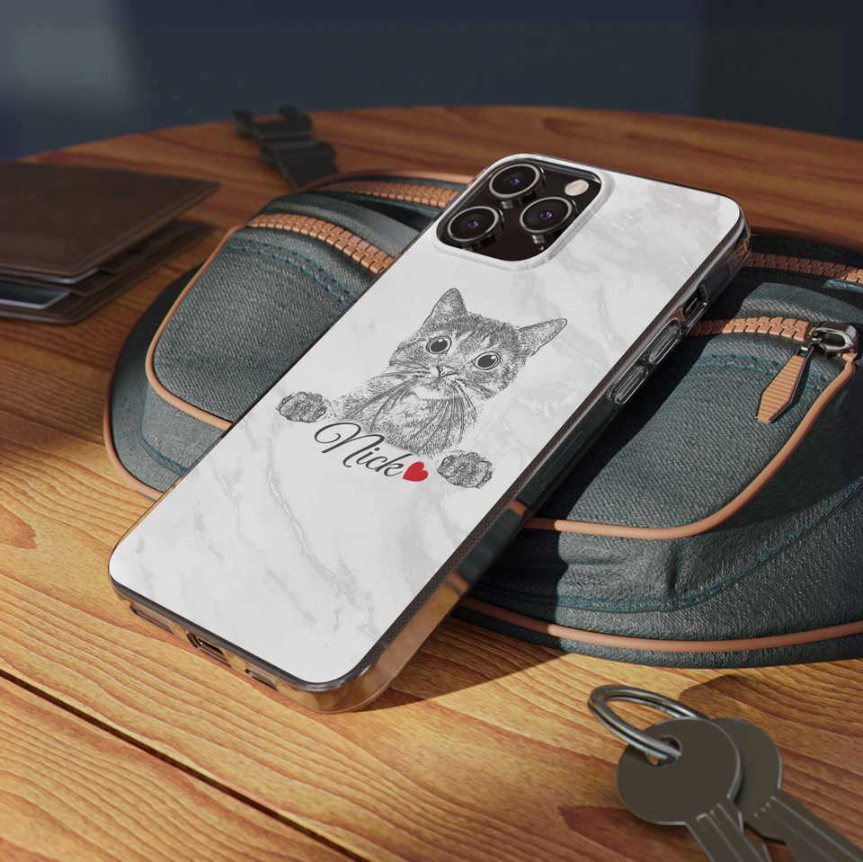 Custom Pet Portrait Flexi Clear Phone Case, Gift For Pet Lovers, Gift For Dog Lovers, Pet Loss Gift, Custom Pet Portrait Phone Case