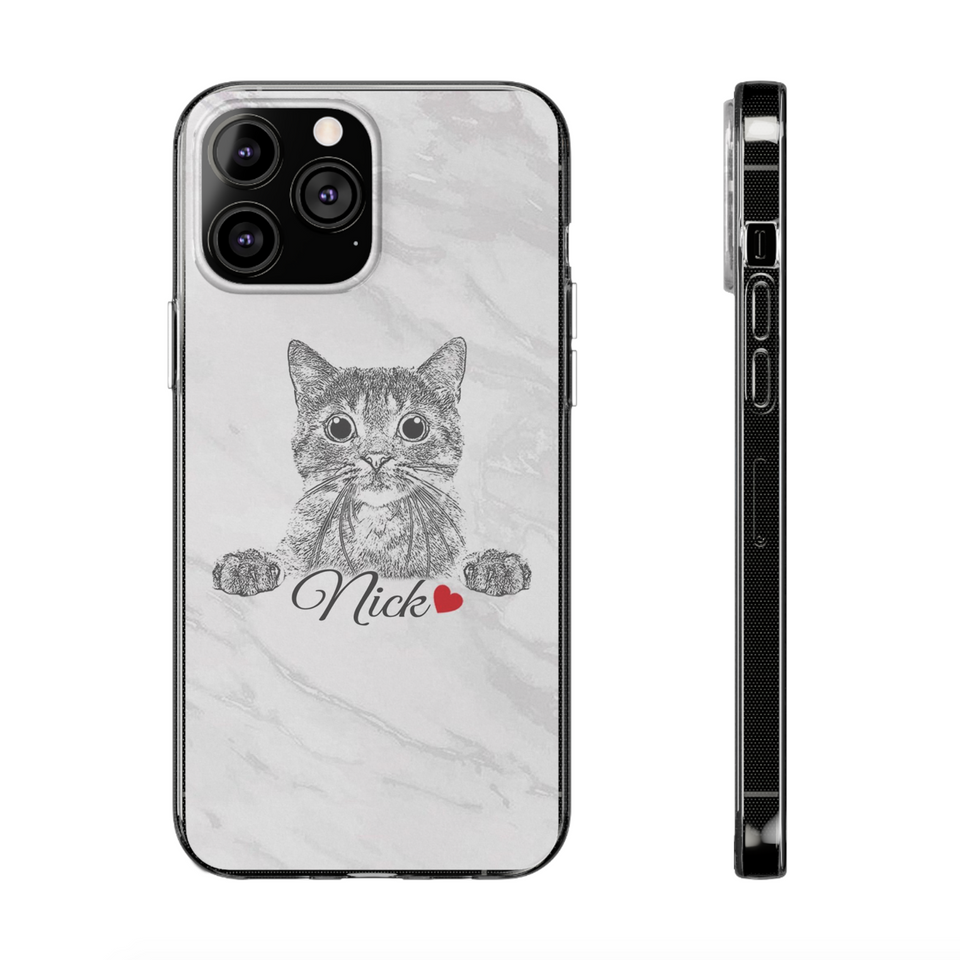 Custom Pet Portrait Flexi Clear Phone Case, Gift For Pet Lovers, Gift For Dog Lovers, Pet Loss Gift, Custom Pet Portrait Phone Case