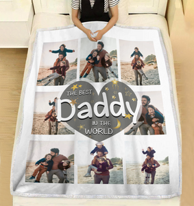 Personalized Photo Dad Blanket, Gift For Father's Day Blanket, The Best Daddy in the World Blanket