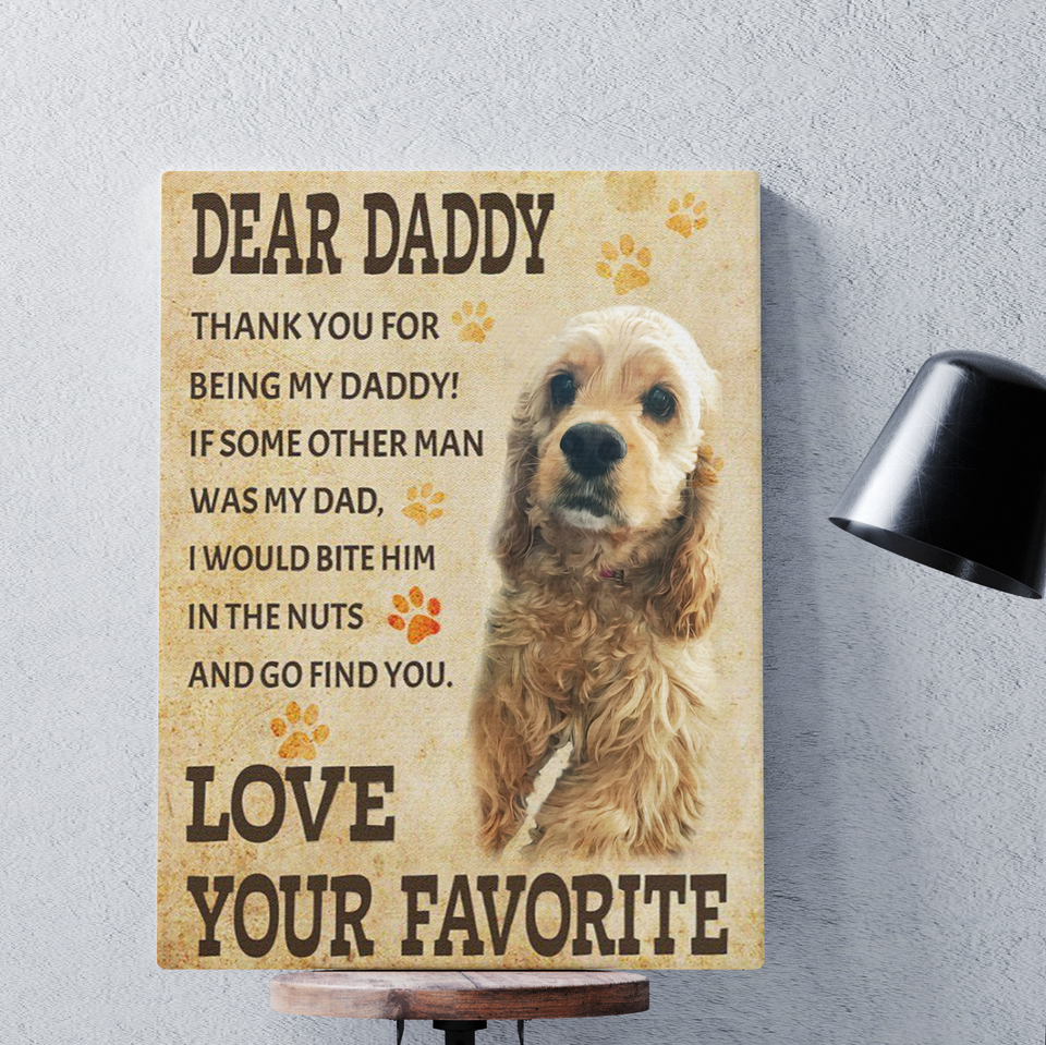 Personalized Dear Daddy Dog Canvas, Dog Mom Gift, Dog Dad Gift, Pet Owner Gifts, Custom Dog Canvas
