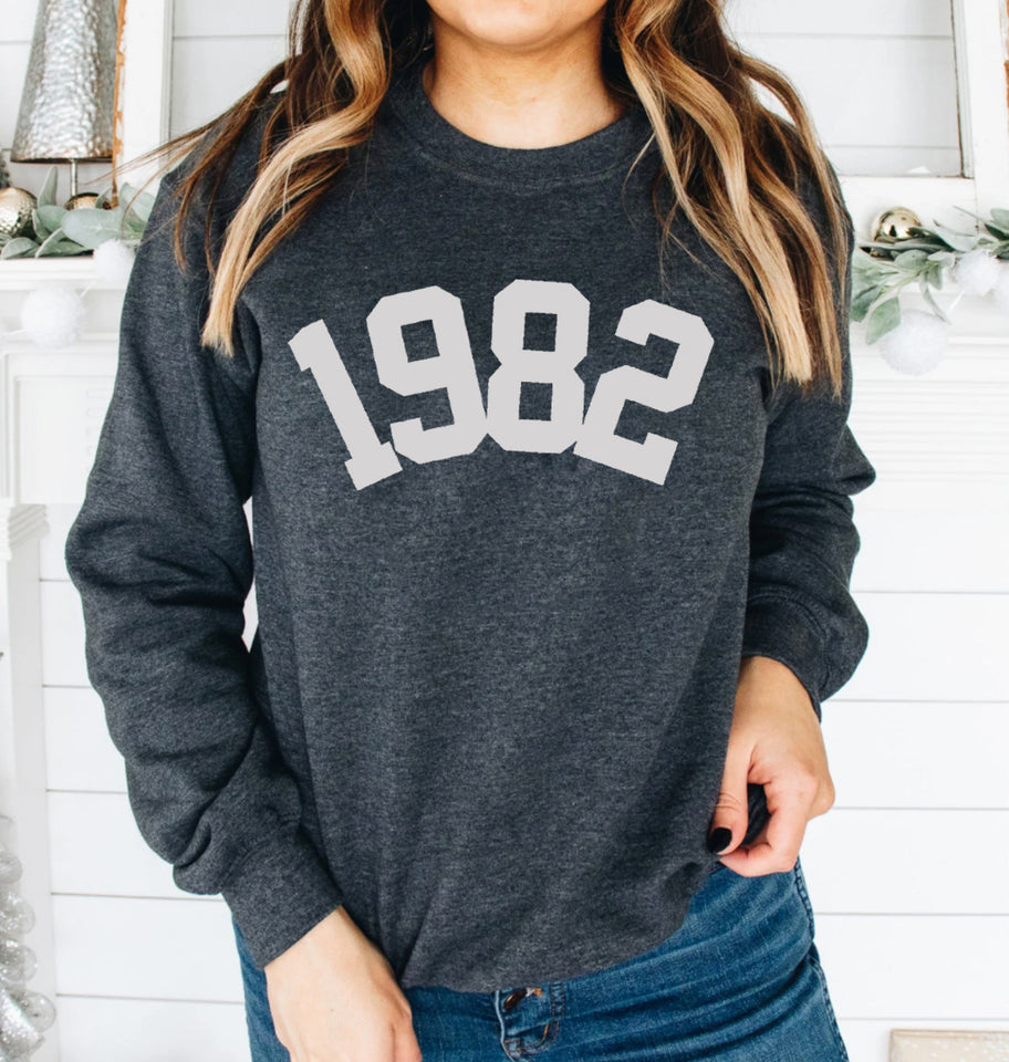 Custom Year 41st Birthday Sweatshirt, 1982 Birthday Year Number Sweatshirt for Women - GreatestCustom