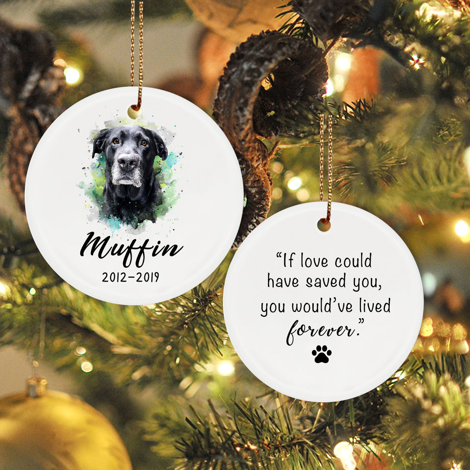 Personalized Photo Dog Watercolor Circle Ornament, Pet Loss Gift, Dog Loss Gift, Pet Memorial Gift, Dog Sympath Gifts