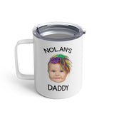 Mardi Gras Baby Face Insulated Mug, Custom Mardi Gras Daddy Mug, Gift For Dad, Custom Face Mardi Gras Daddy Gift