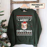 Personalized Dog's Face Christmas Sweatshirt, Custom Pet Photo Christmas Sweatshirt - GreatestCustom