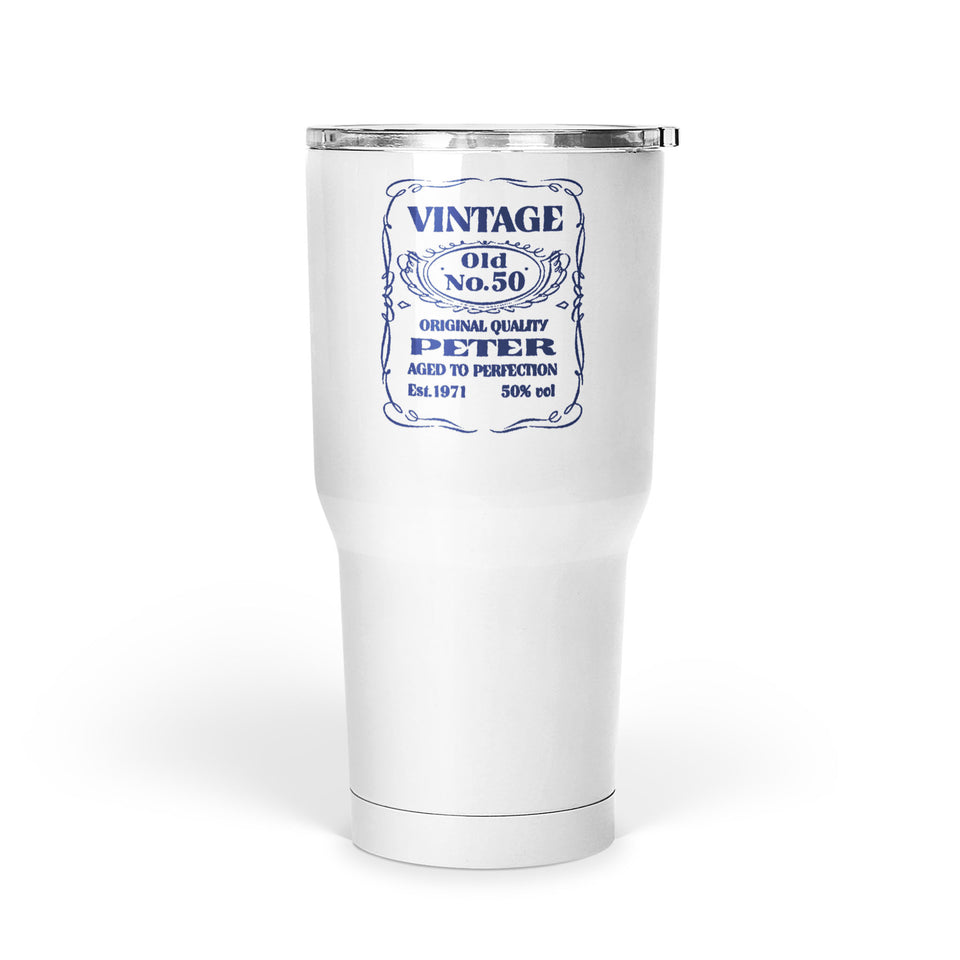 Vintage "Old Number 50" Personalised Birthday 30oz Tumbler, 50th Birthday Gift, 50th Birthday Large Tumbler, Vintage Whiskey Style 50th Birthday