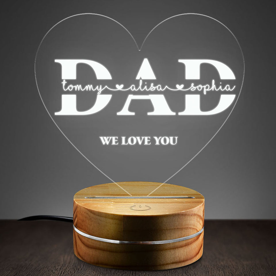 Father's Day Gift Night Light Gift For Dad Night Light Personalized Dad Plaque LED Lamp Night Light