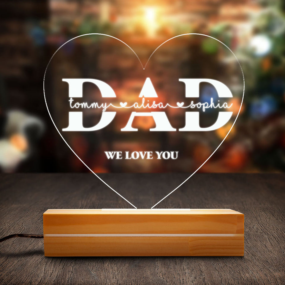 Father's Day Gift Night Light Gift For Dad Night Light Personalized Dad Plaque LED Lamp Night Light