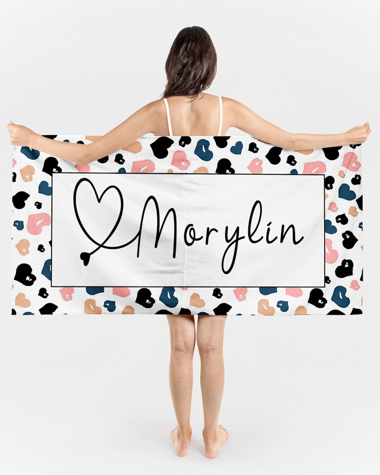 Heart Personalized Beach Towels , Personalized Towels ,Custom Beach Towels , Personalized Bath Towel ,Monogrammed Beach Towels , Gift For Her , Personalized Pool Towel