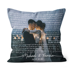 First Dance Lyrics On Pillow, Wedding Gift, Anniversary Gift, Wedding Song Lyrics Pillow, Custom Song Lyric Wedding Linen Throw Pillow