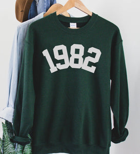 Custom Year 41st Birthday Sweatshirt, 1982 Birthday Year Number Sweatshirt for Women - GreatestCustom