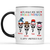 Funny Thanks for Not Swallowing Mom Accent Mug, Mother's Day Gift, Funny Mom Accent Mug
