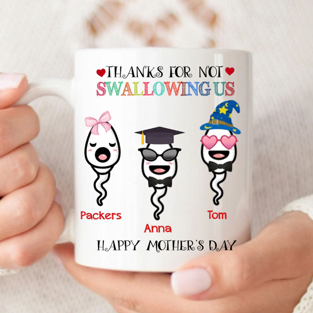 Funny Thanks for Not Swallowing Mom Mug, Mother's Day Gift, Funny Mom Mug