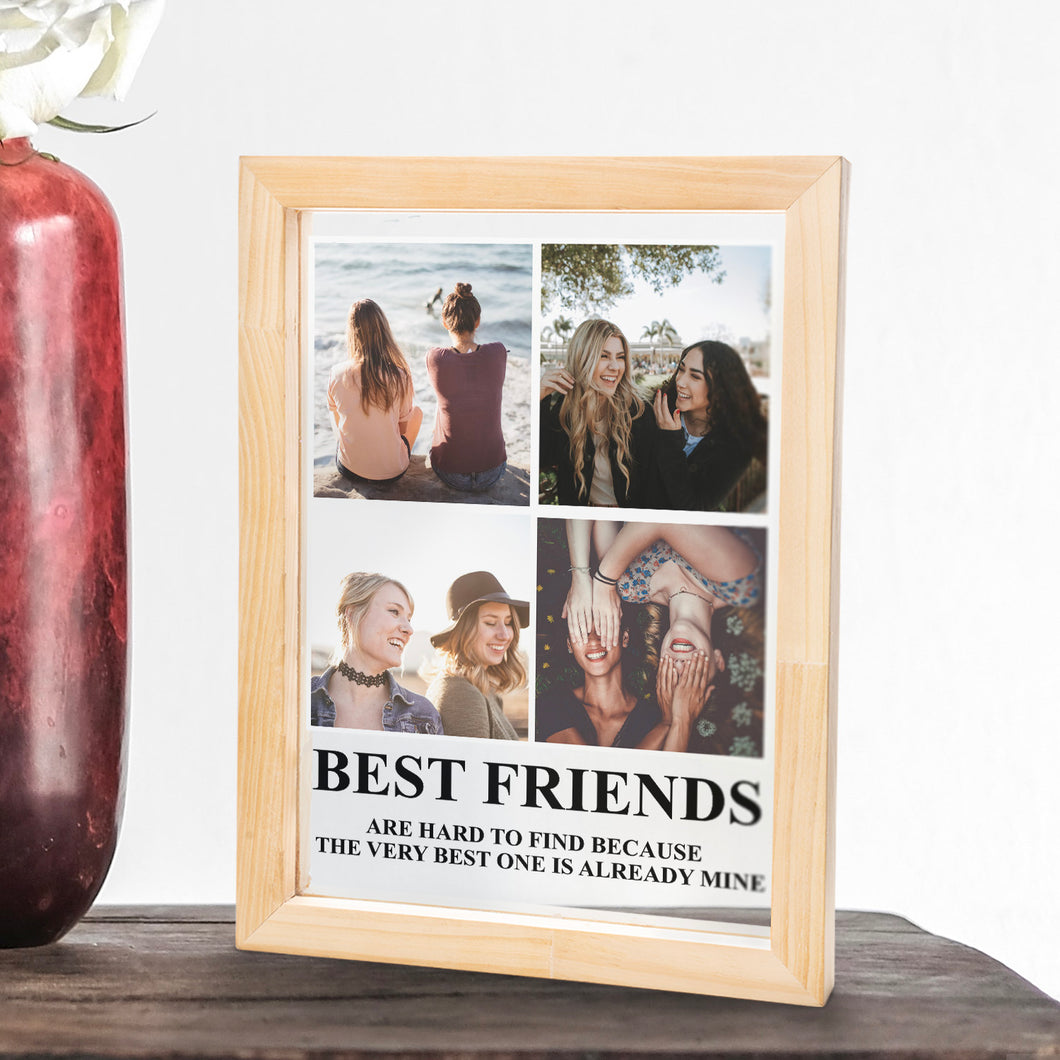 Gift For Best Friends BFF Gift Personalized Bestie Photo Floating Wooden Frame