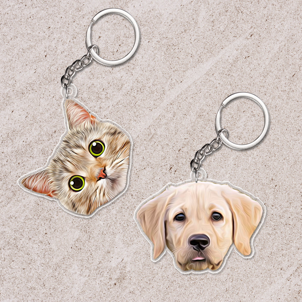 Gift for Dog Mom Gift For Cat Mom Custom Pet Face Funny Personalized Acrylic Keychain