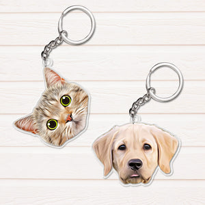 Gift for Dog Mom Gift For Cat Mom Custom Pet Face Funny Personalized Acrylic Keychain