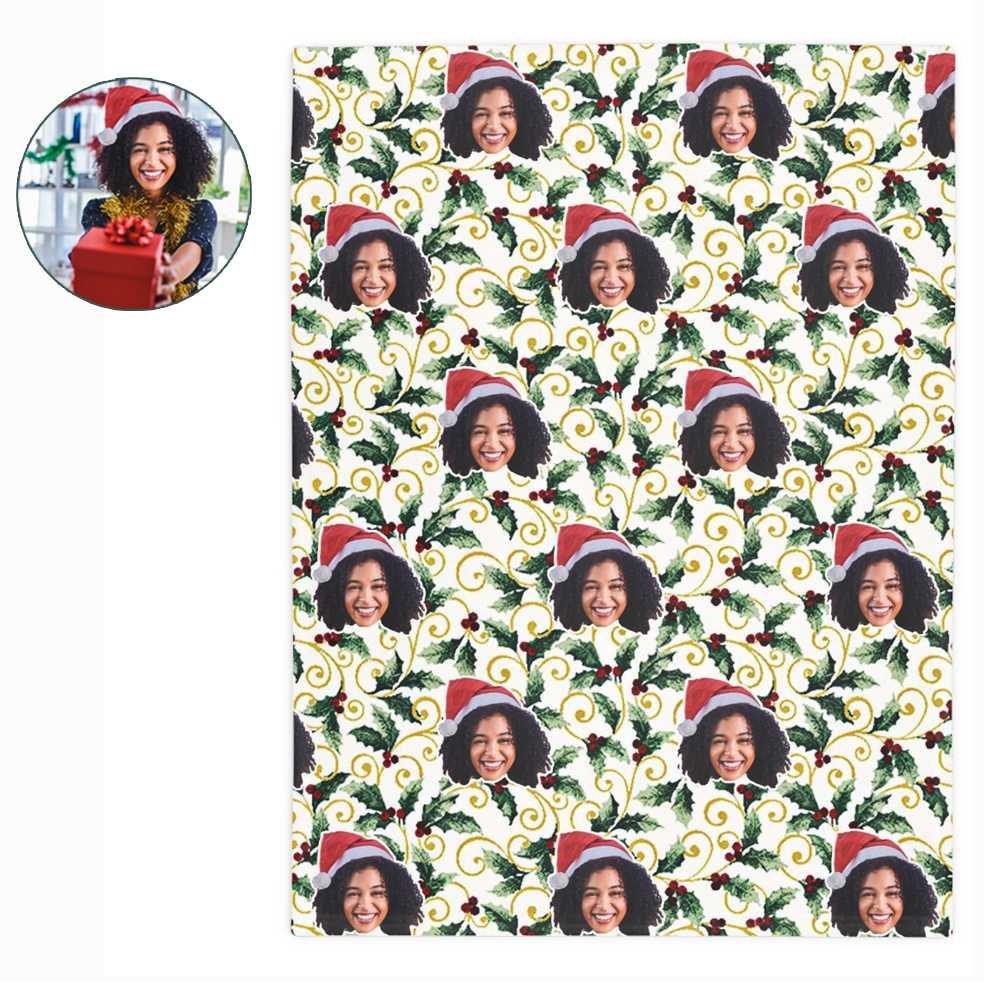 Custom Any Photo Face Funny Christmas Holly Fleecee/Sherpa Blanket - GreatestCustom