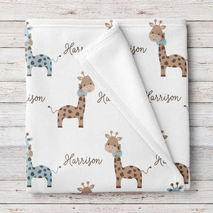 Giraffe Baby Blanket, Personalized Baby Blanket Gift, Toddler Blanket, Baby Shower Gift