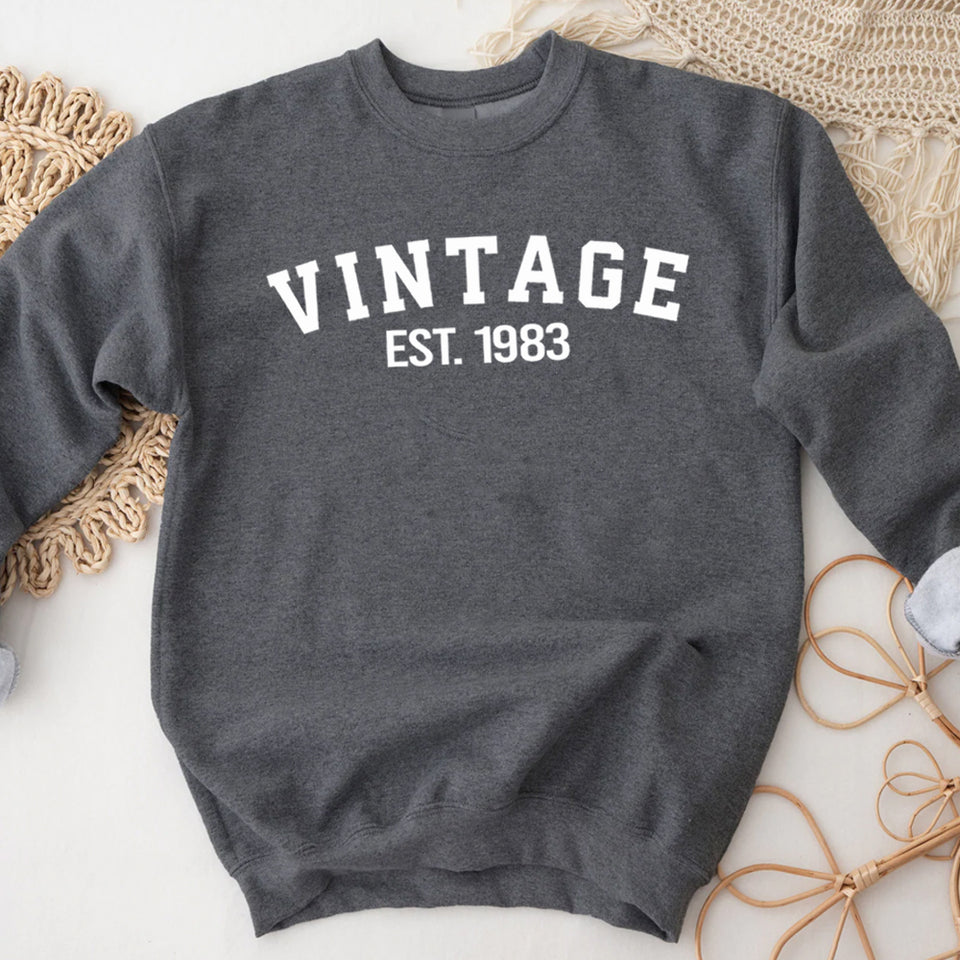 Custom Year 40th Birthday Sweatshirt, Vintage 1983 Birthday Sweatshirt for Women - GreatestCustom