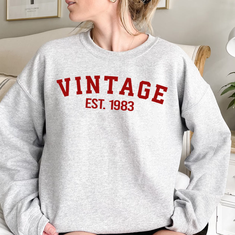 Custom Year 40th Birthday Sweatshirt, Vintage 1983 Birthday Sweatshirt for Women - GreatestCustom