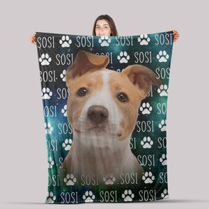 Personalized Custom Dog Galaxy Fleece/Sherpa Blanket, Dog Mom Gift Blanket