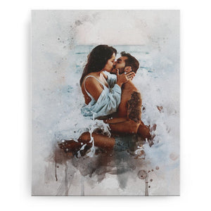 Custom Couple Canvas Painting, Romantic Couple Painting Art Canvas - GreatestCustom