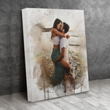 Personalized Couple Painting Watercolor Portrait, Couple Photo Art Canvas