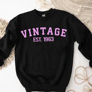 Custom Year 60th Birthday Sweatshirt, Vintage 1963 Birthday Sweatshirt for Women - GreatestCustom