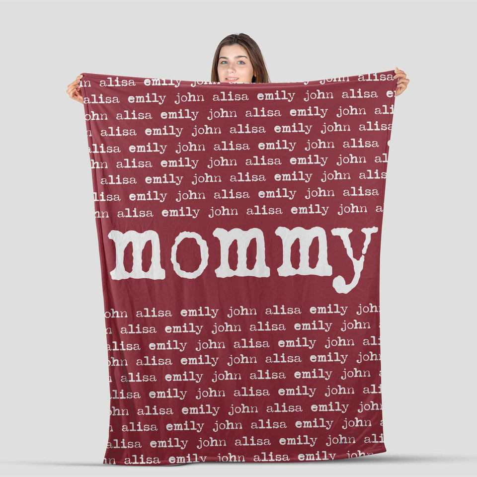 Personalized Blanket for Mom, Mom & Kids Name, Gift for Mom Fleece/Sherpa Blanket